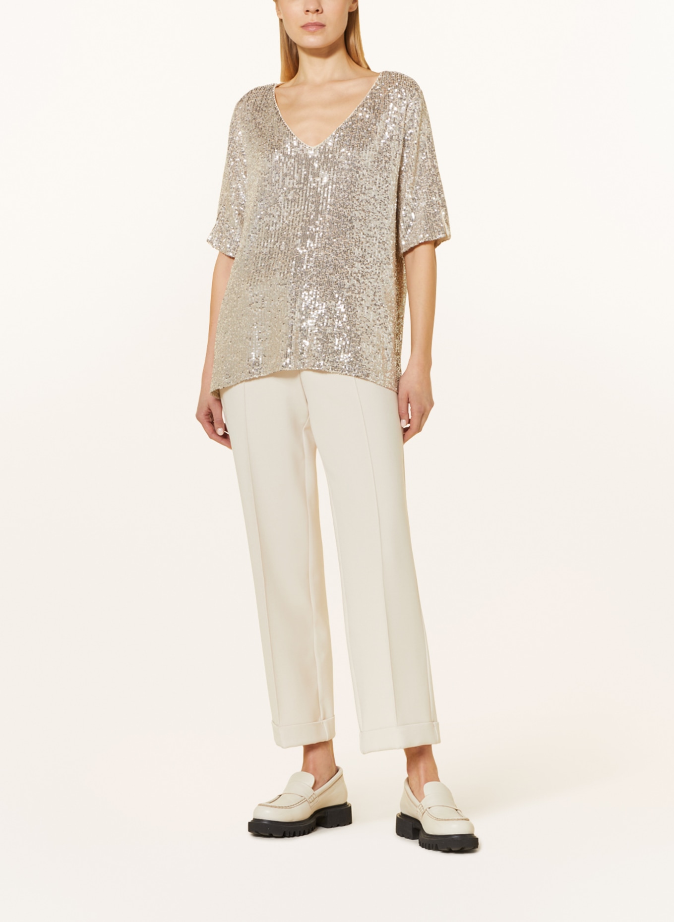Vera Mont Shirt blouse with sequins, Color: SILVER (Image 2)
