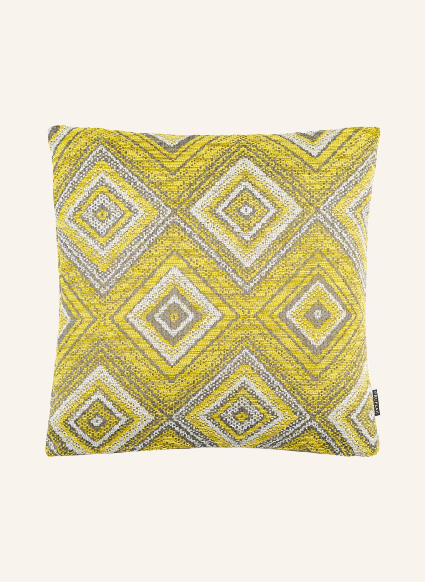 PROFLAX Velvet decorative cushion cover HENNES, Color: YELLOW/ GRAY/ WHITE (Image 1)