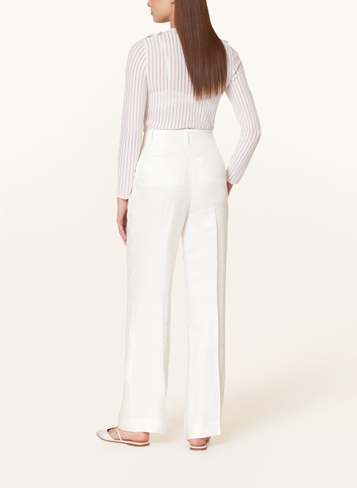 Reiss Blue Hollie Wide Leg Linen Trousers