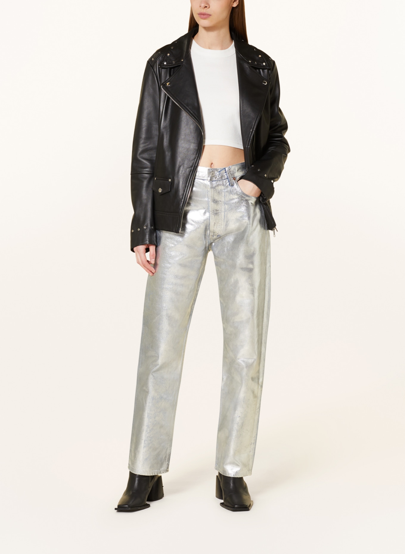 AGOLDE Coated jeans 90'S PINCH WAIST, Color: SILVER (Image 2)
