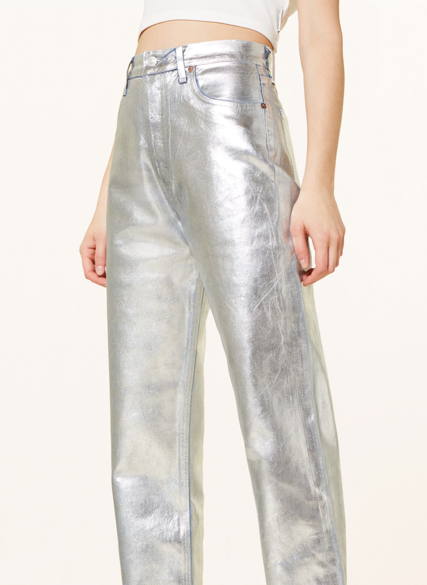 AGOLDE Coated jeans 90'S PINCH WAIST, Color: SILVER (Image 5)