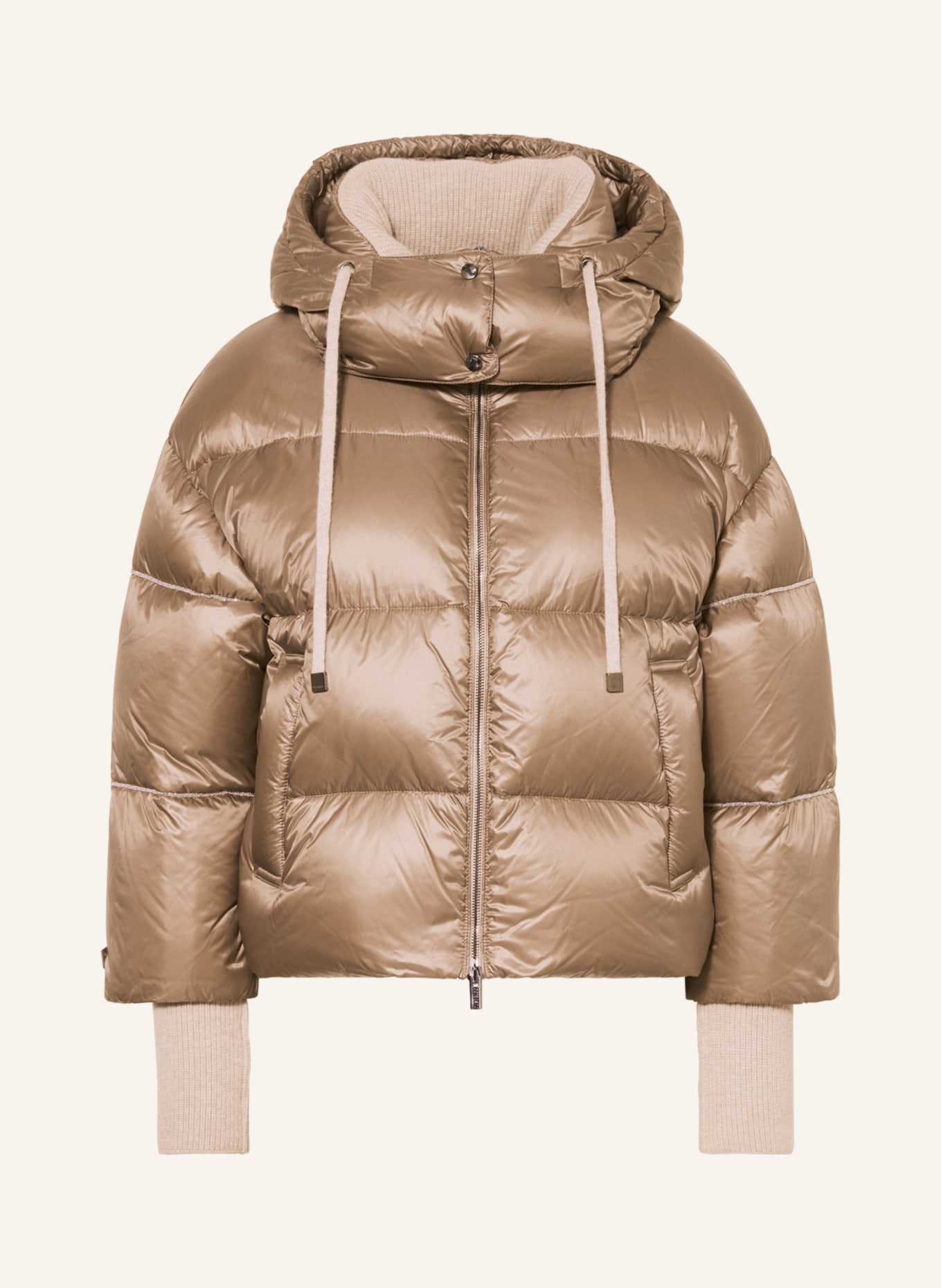 PESERICO Down jacket with removable hood, Color: TAUPE (Image 1)
