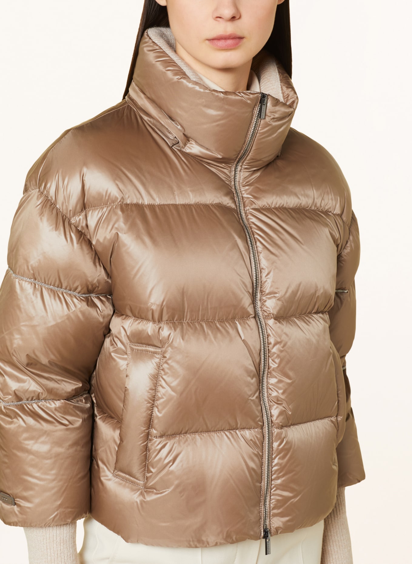 PESERICO Down jacket with removable hood, Color: TAUPE (Image 5)
