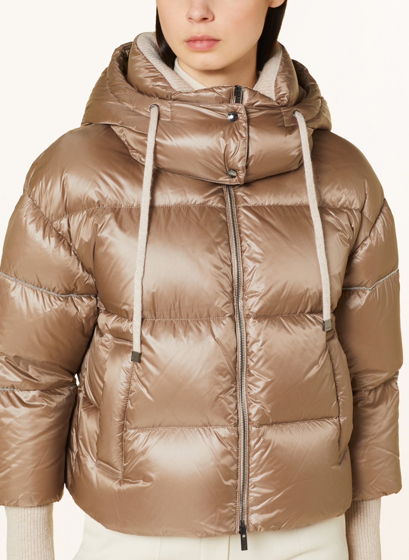 PESERICO Down jacket with removable hood, Color: TAUPE (Image 6)