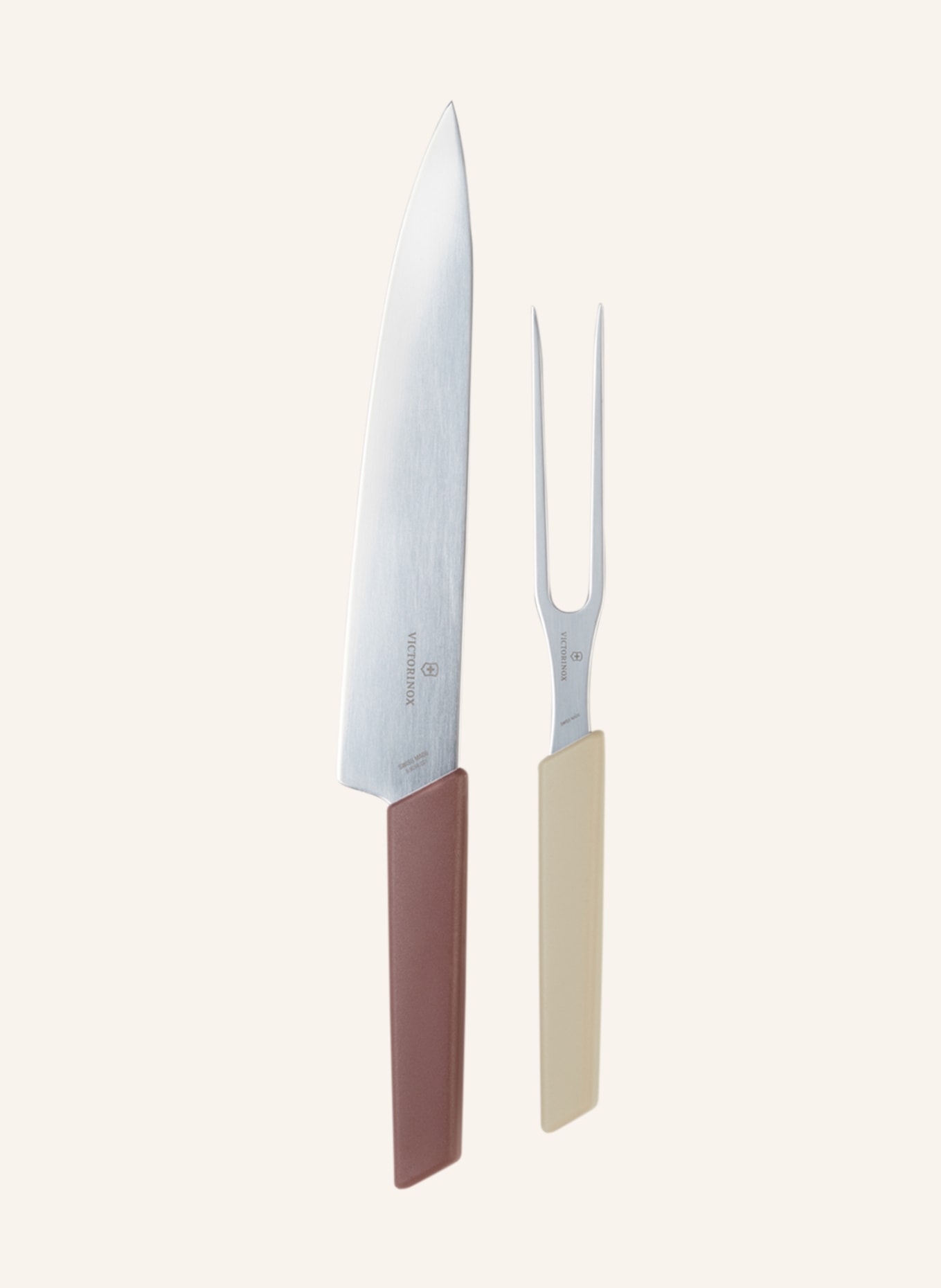 VICTORINOX 2-piece Carving set SWISS MODERN, Color: BEIGE/ DARK RED (Image 1)