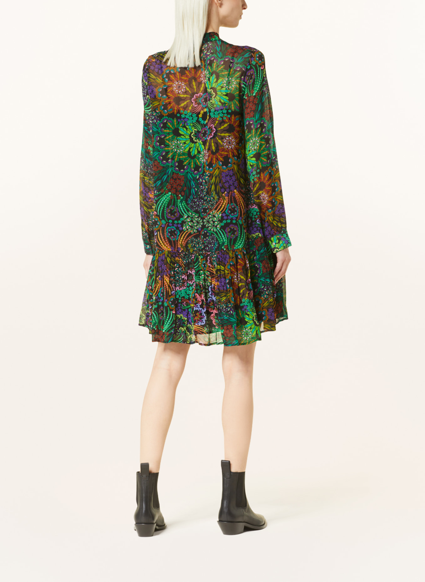 FrogBox Sukienka koszulowa z kokardą, Kolor: CZARNY/ ZIELONY/ LILA (Obrazek 3)