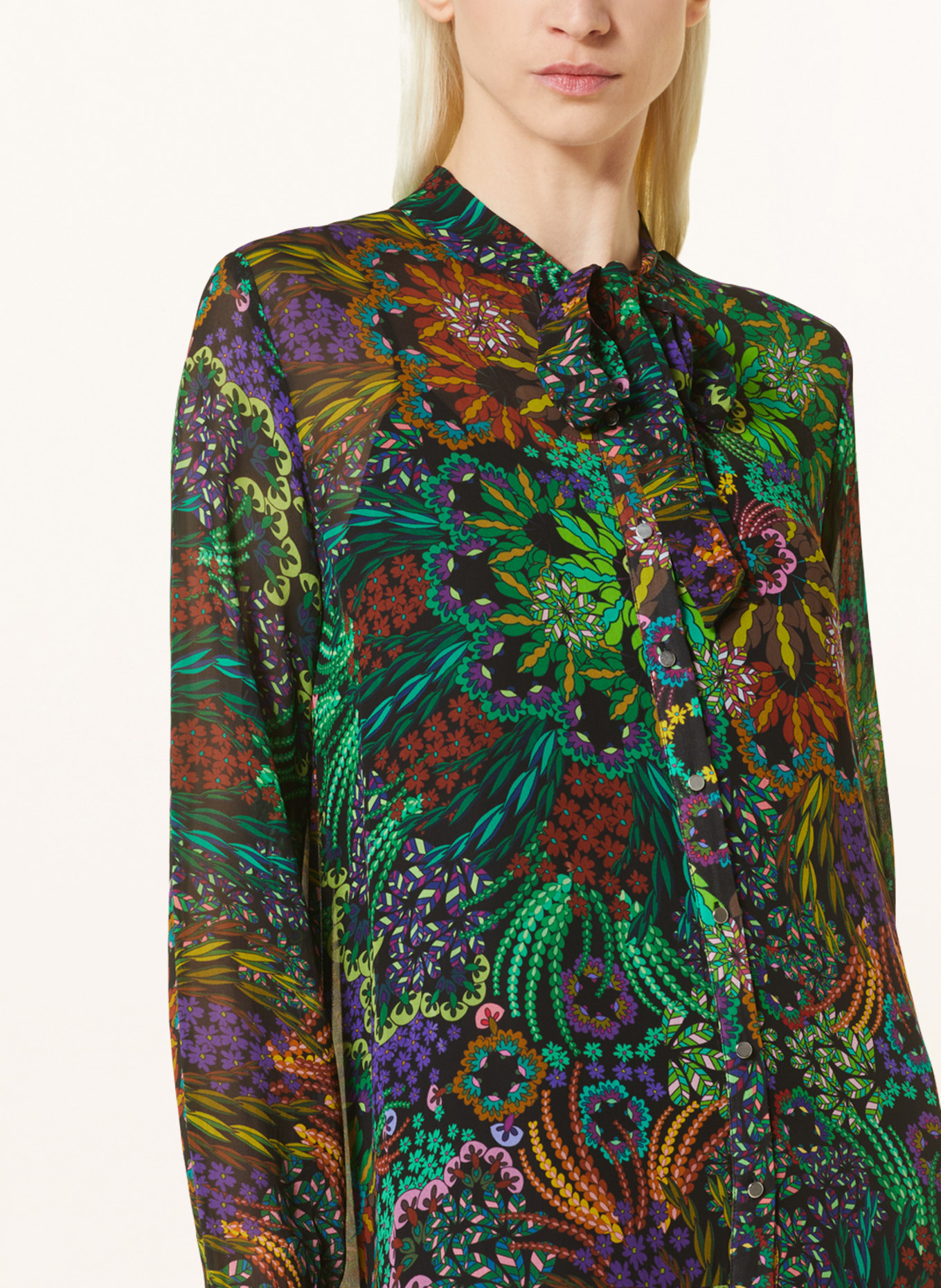 FrogBox Sukienka koszulowa z kokardą, Kolor: CZARNY/ ZIELONY/ LILA (Obrazek 4)