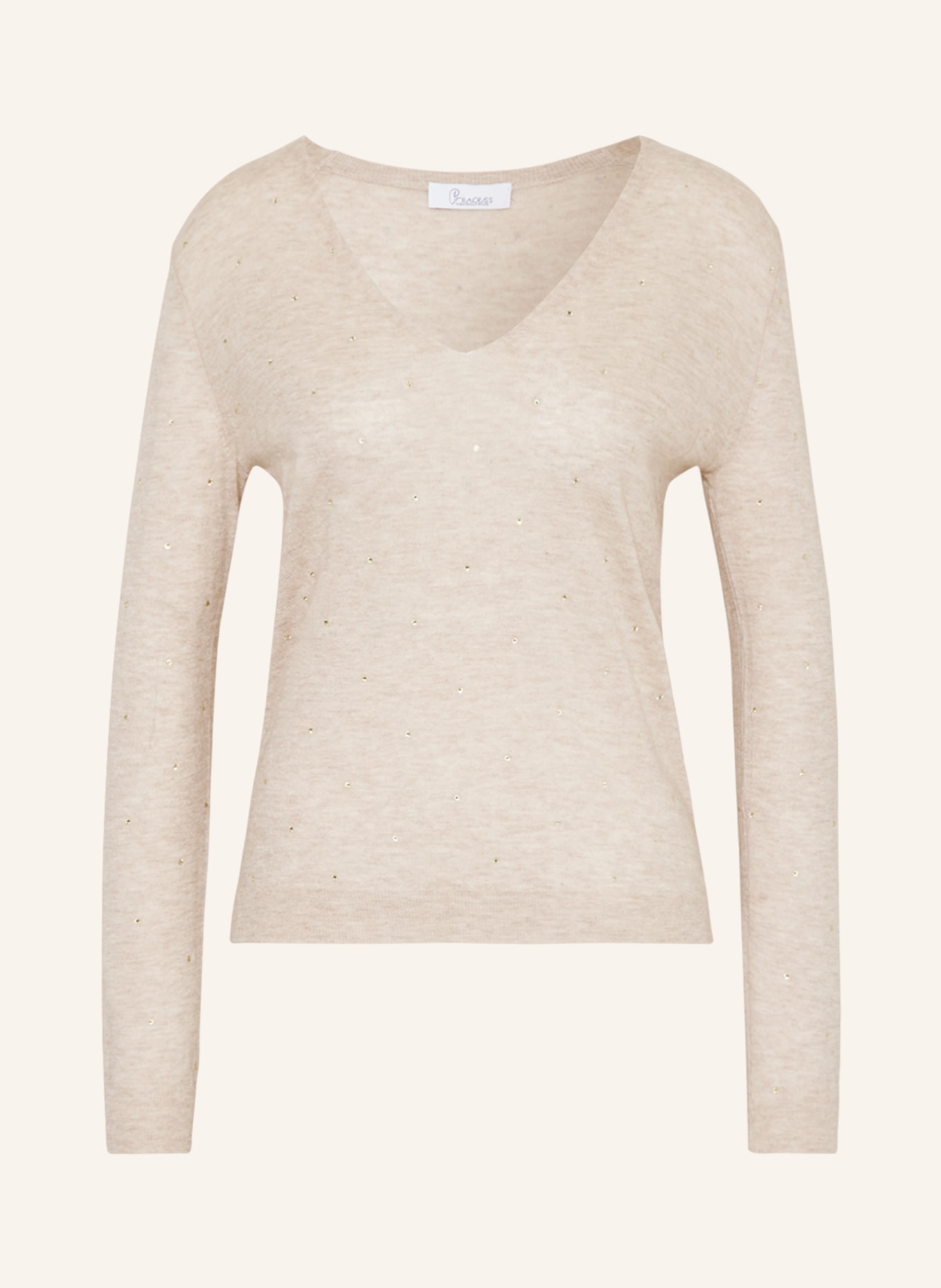 Princess GOES HOLLYWOOD Sweater with cashmere and decorative gems, Color: BEIGE (Image 1)
