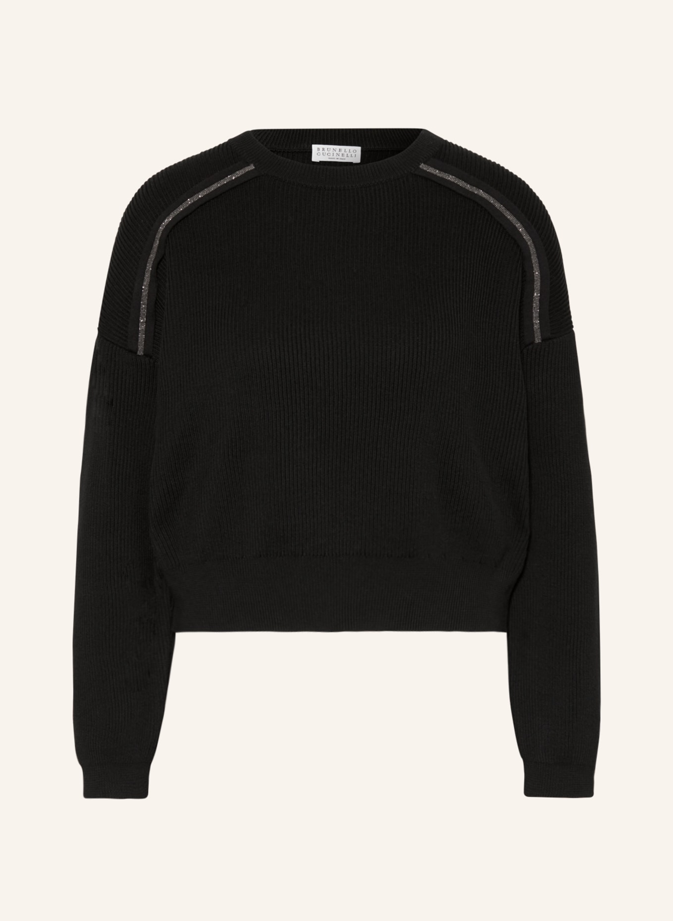 BRUNELLO CUCINELLI Cropped sweater with decorative beads, Color: BLACK (Image 1)