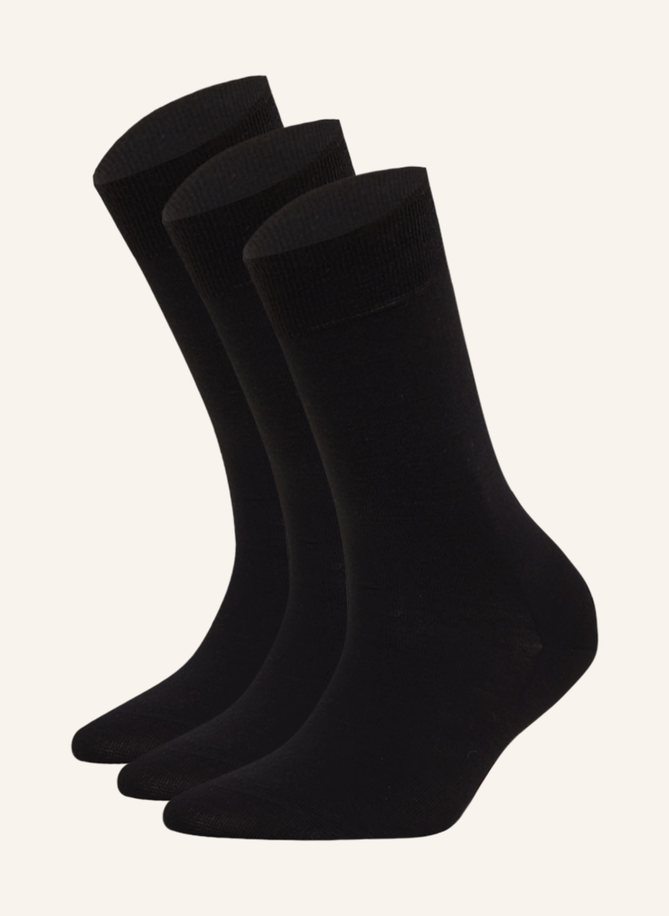 KUNERT Ponožky SOFT WOOL COTTON z merino vlny, 3 páry v balení, Barva: ČERNÁ (Obrázek 1)