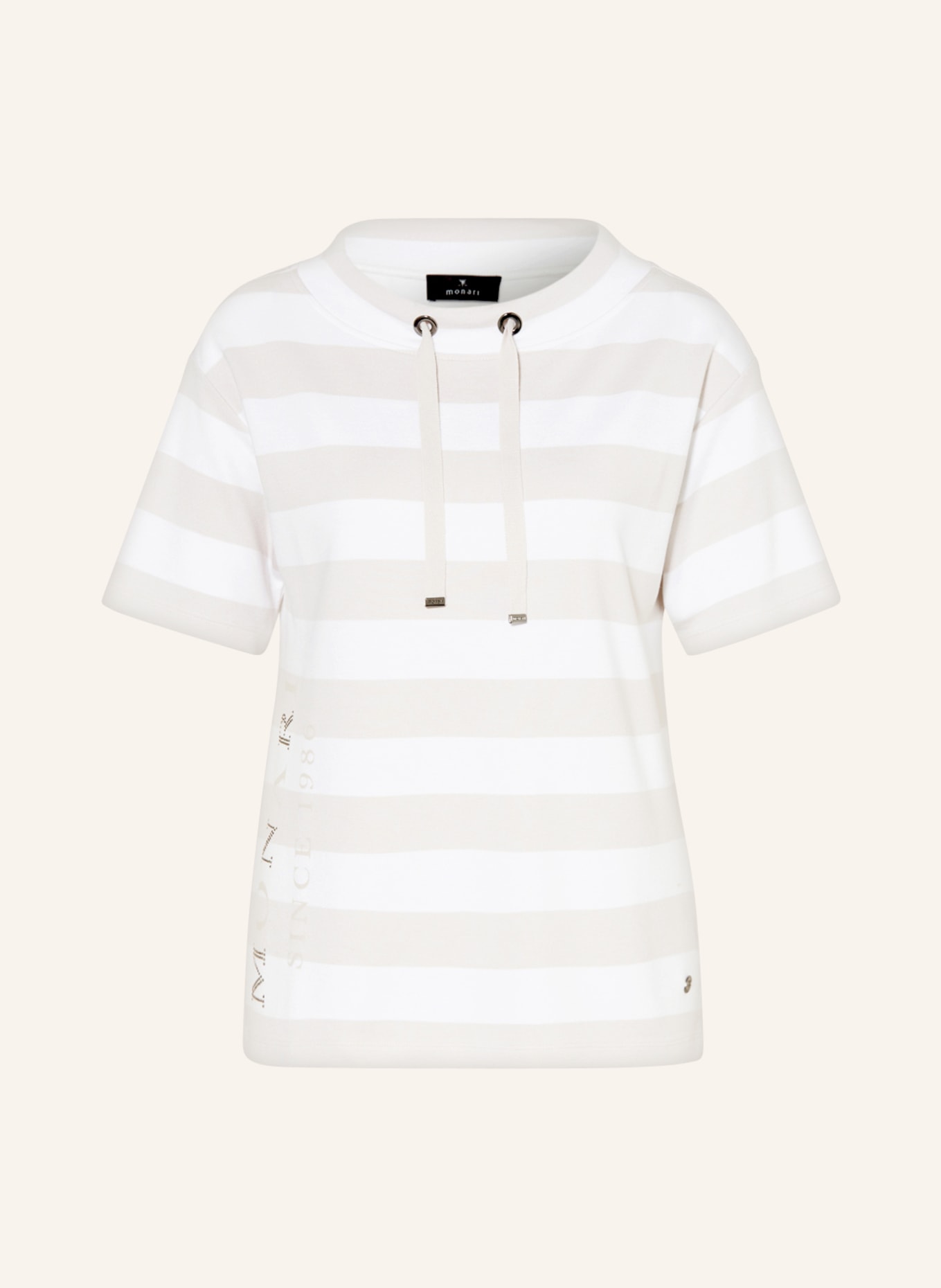 monari T-shirt with decorative gems, Color: WHITE/ LIGHT BROWN (Image 1)