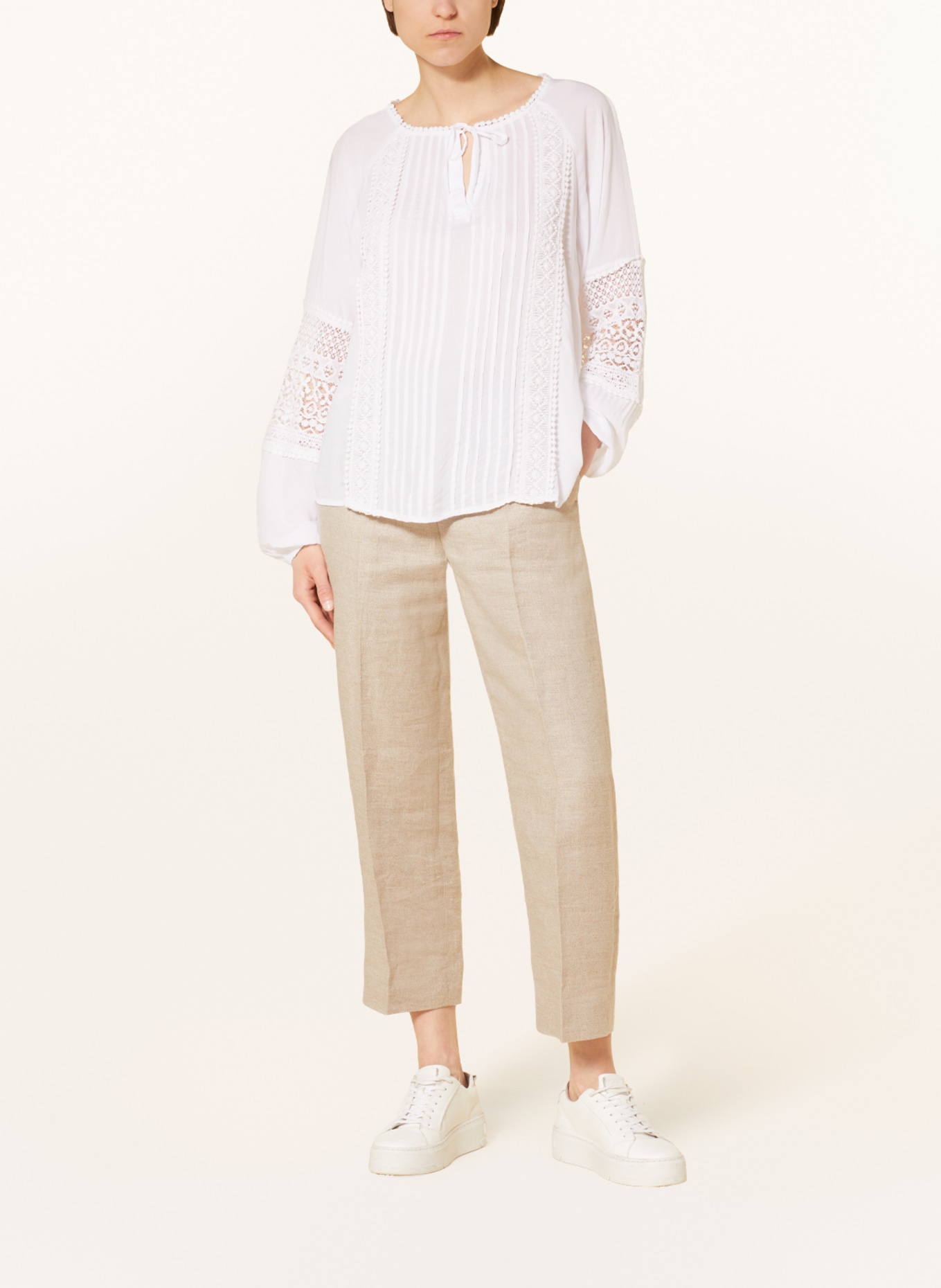 monari Shirt blouse with lace, Color: WHITE (Image 2)