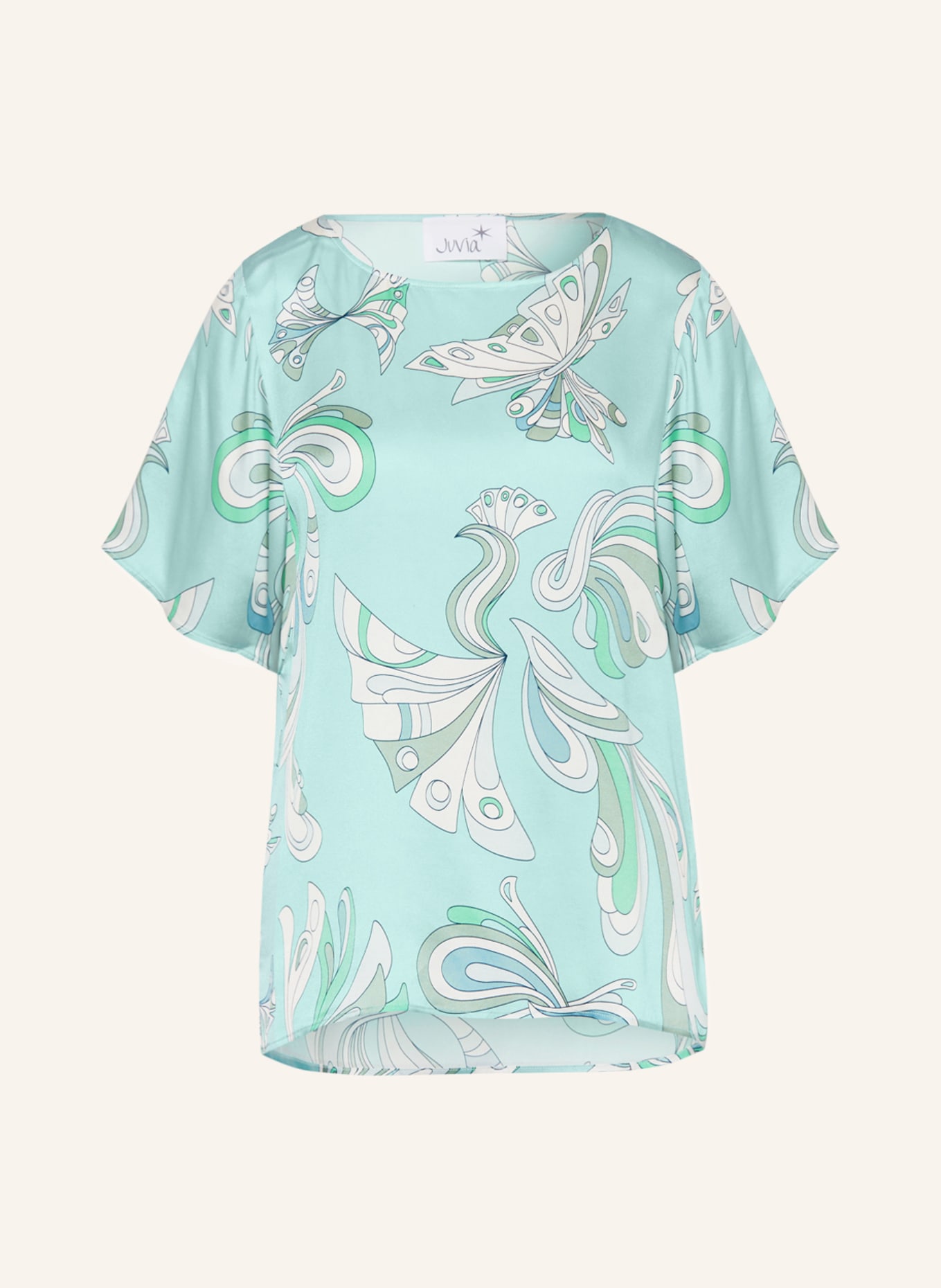 Juvia Shirt blouse ELISE in silk, Color: TURQUOISE (Image 1)