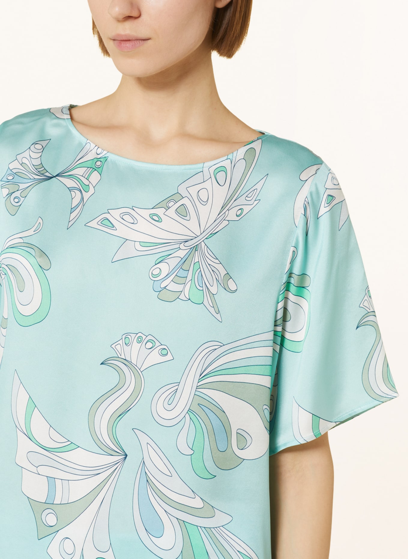 Juvia Shirt blouse ELISE in silk, Color: TURQUOISE (Image 4)