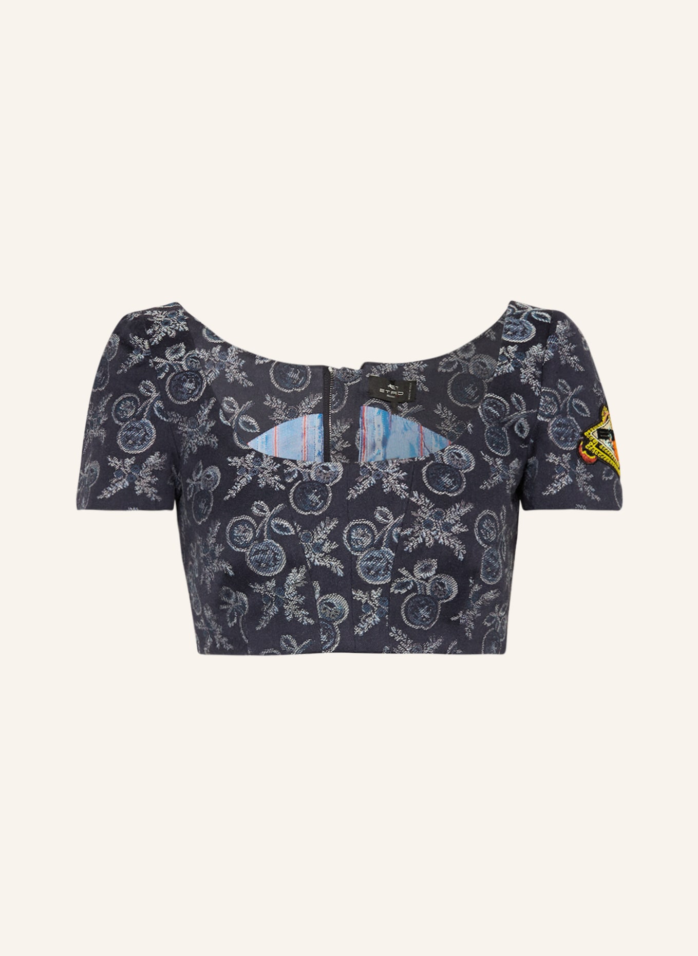 ETRO Cropped shirt with sequins, Color: DARK BLUE/ CREAM (Image 1)