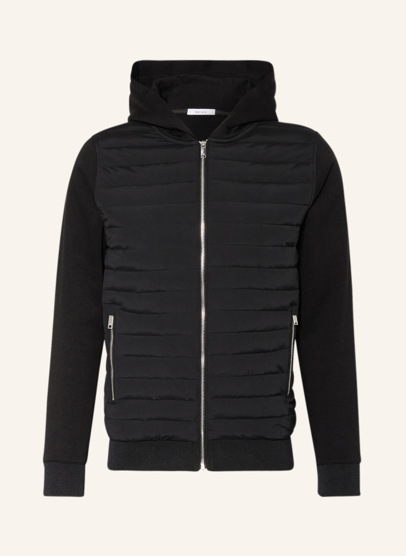 REISS Quilted jacket TAYLOR in mixed materials, Color: BLACK (Image 1)