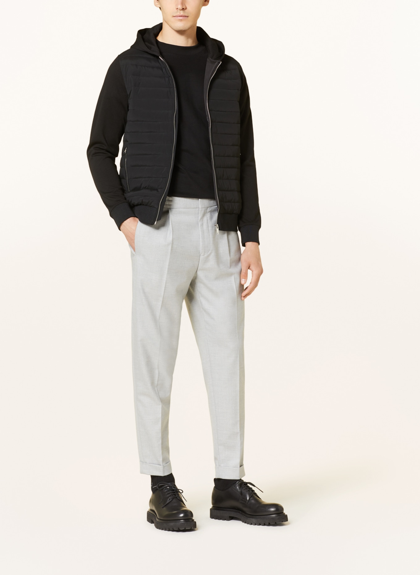 REISS Quilted jacket TAYLOR in mixed materials, Color: BLACK (Image 2)