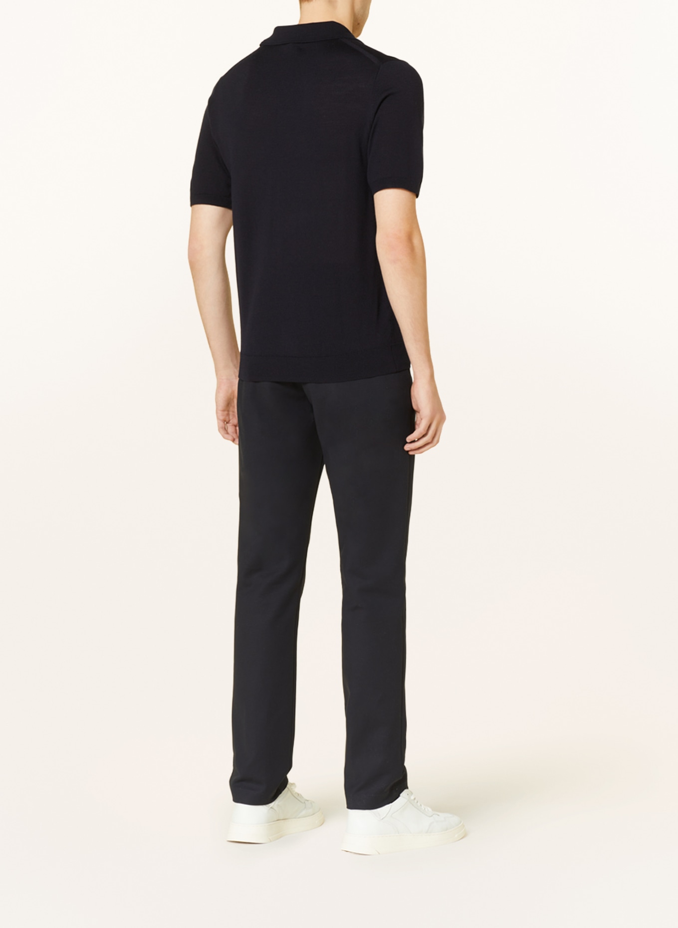 REISS Knitted polo shirt DUCHIE in merino wool, Color: DARK BLUE (Image 3)