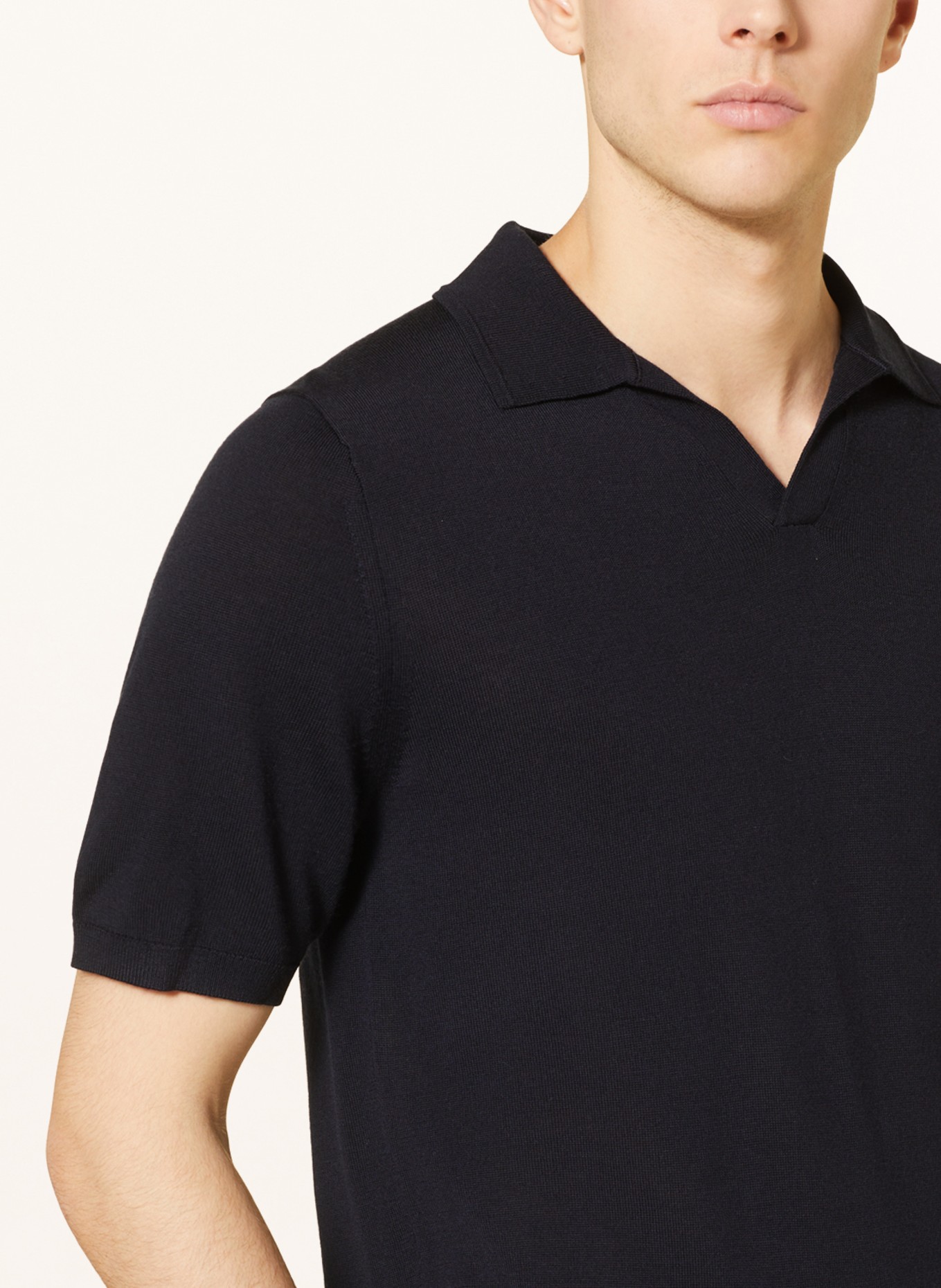 REISS Knitted polo shirt DUCHIE in merino wool, Color: DARK BLUE (Image 4)