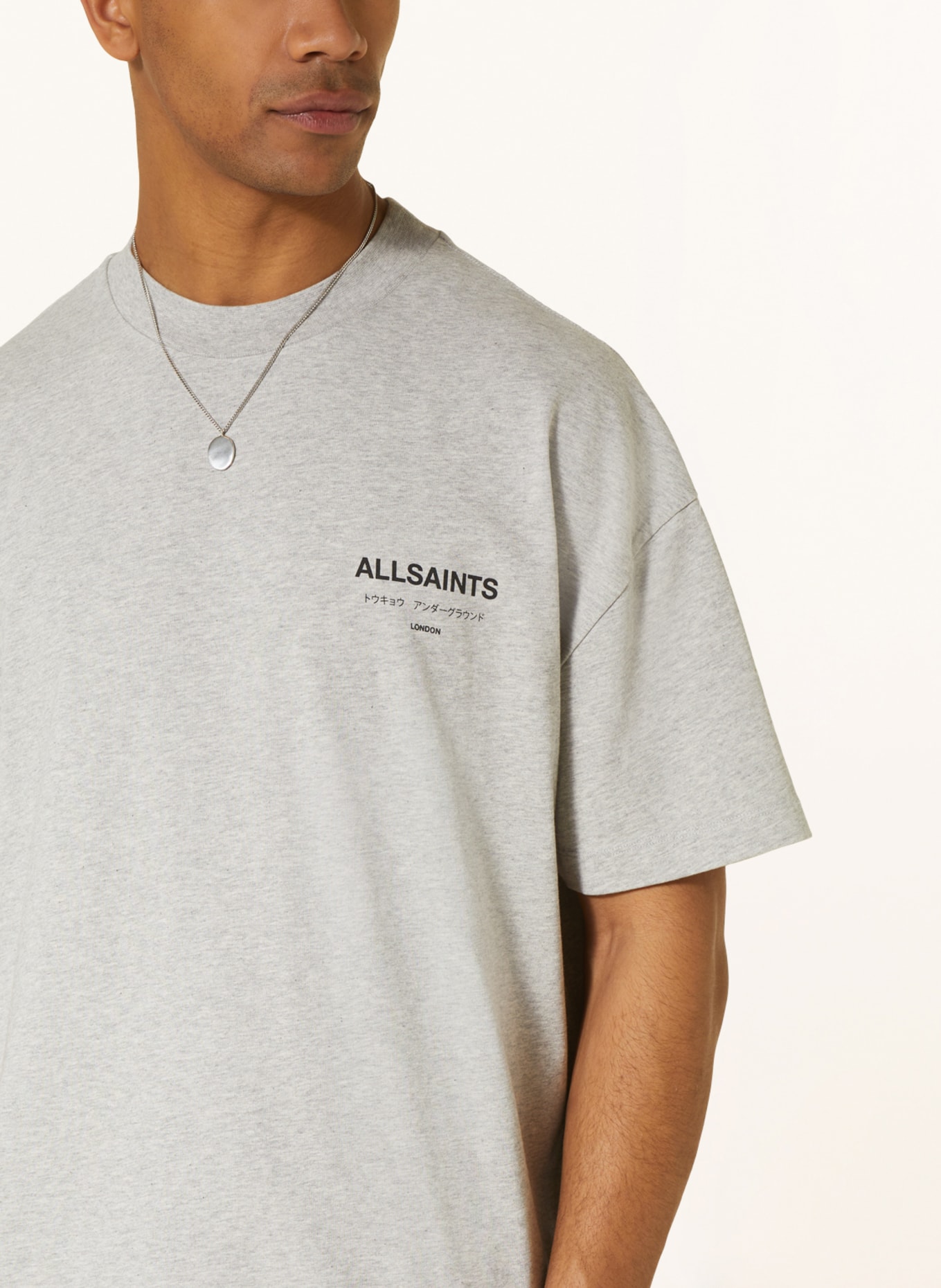 ALLSAINTS T-shirt UNDERGROUND, Color: LIGHT GRAY (Image 4)