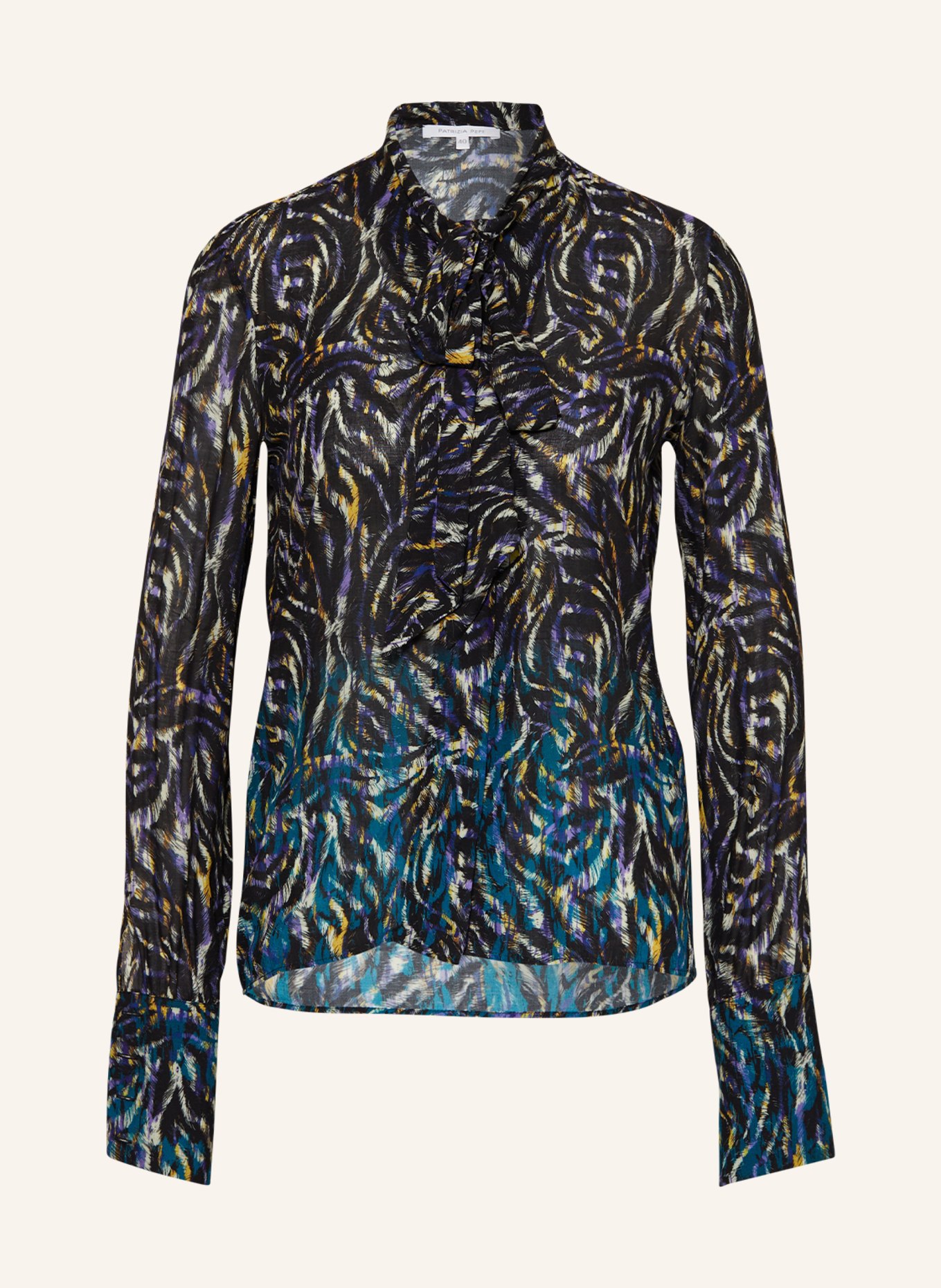 PATRIZIA PEPE Bow-tie blouse, Color: BLACK/ PURPLE/ DARK YELLOW (Image 1)