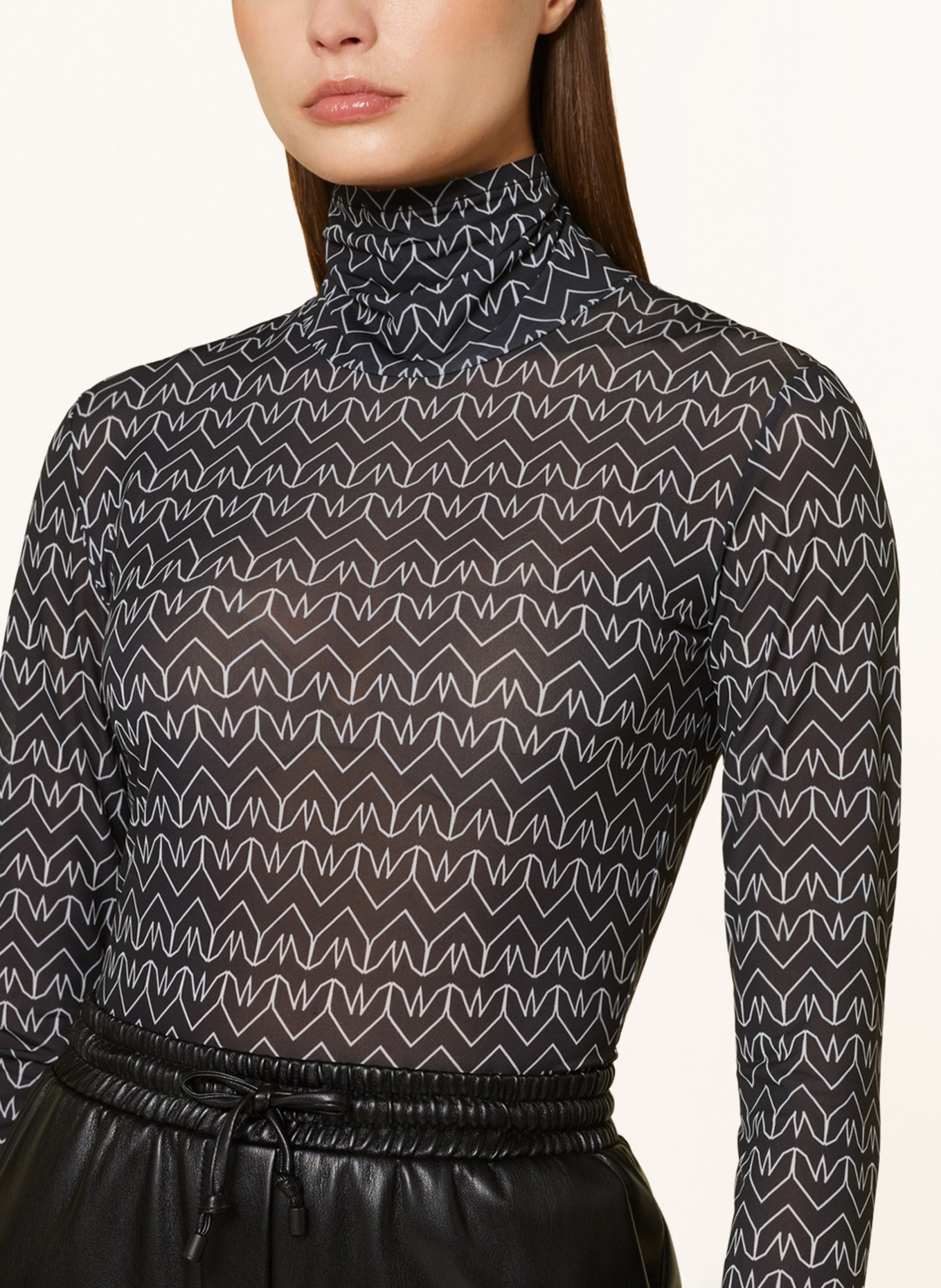 PATRIZIA PEPE Long sleeve shirt in mesh, Color: BLACK/ WHITE (Image 4)