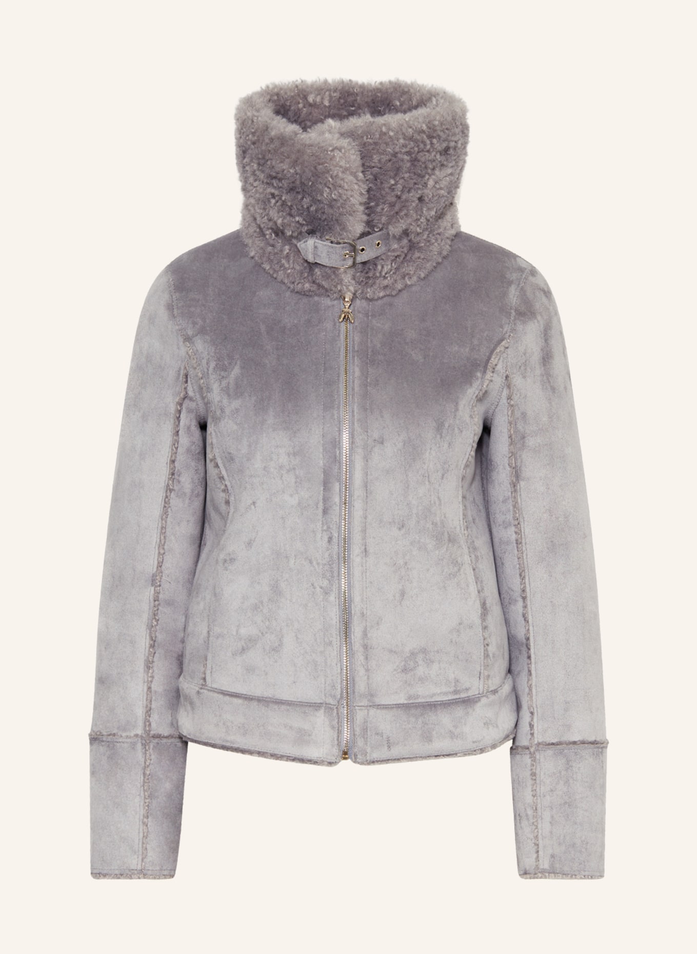 PATRIZIA PEPE Faux fur jacket in leather look, Color: GRAY (Image 1)