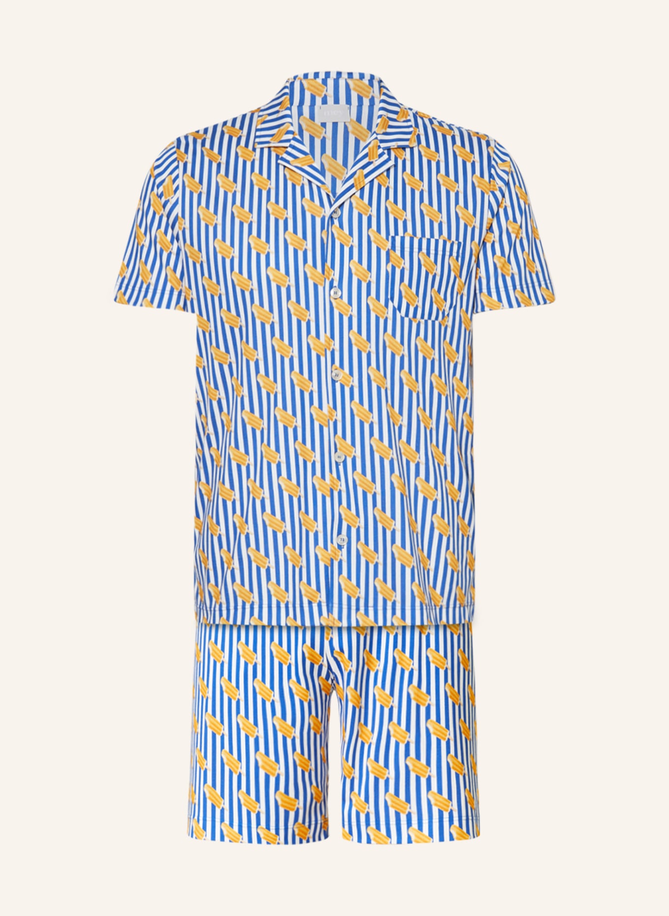 mey Shorty pajamas series RE:THINK ICE, Color: BLUE/ WHITE/ DARK YELLOW (Image 1)