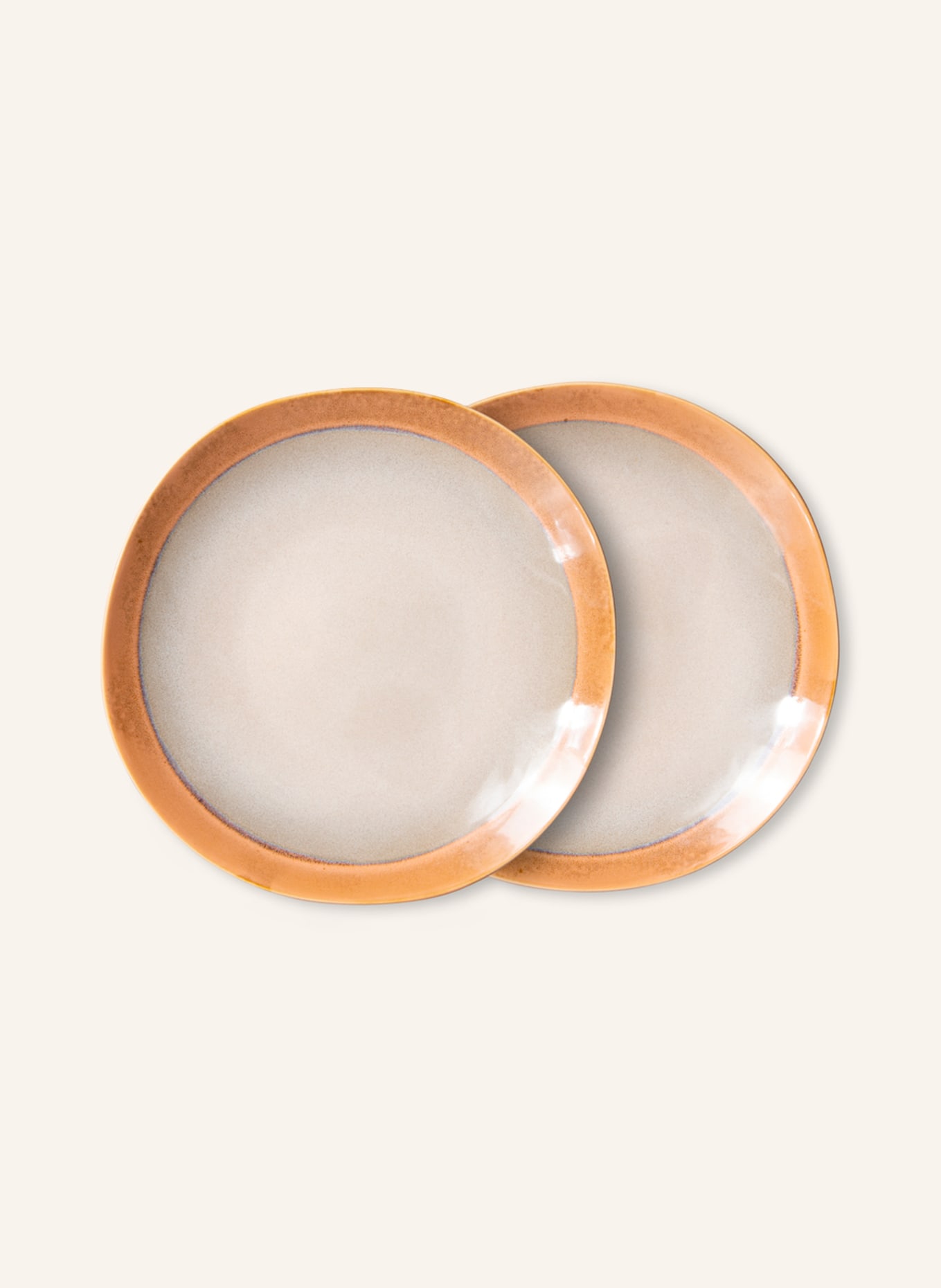 HK living Set of 2 dinner plates, Color: BEIGE/ ORANGE (Image 1)