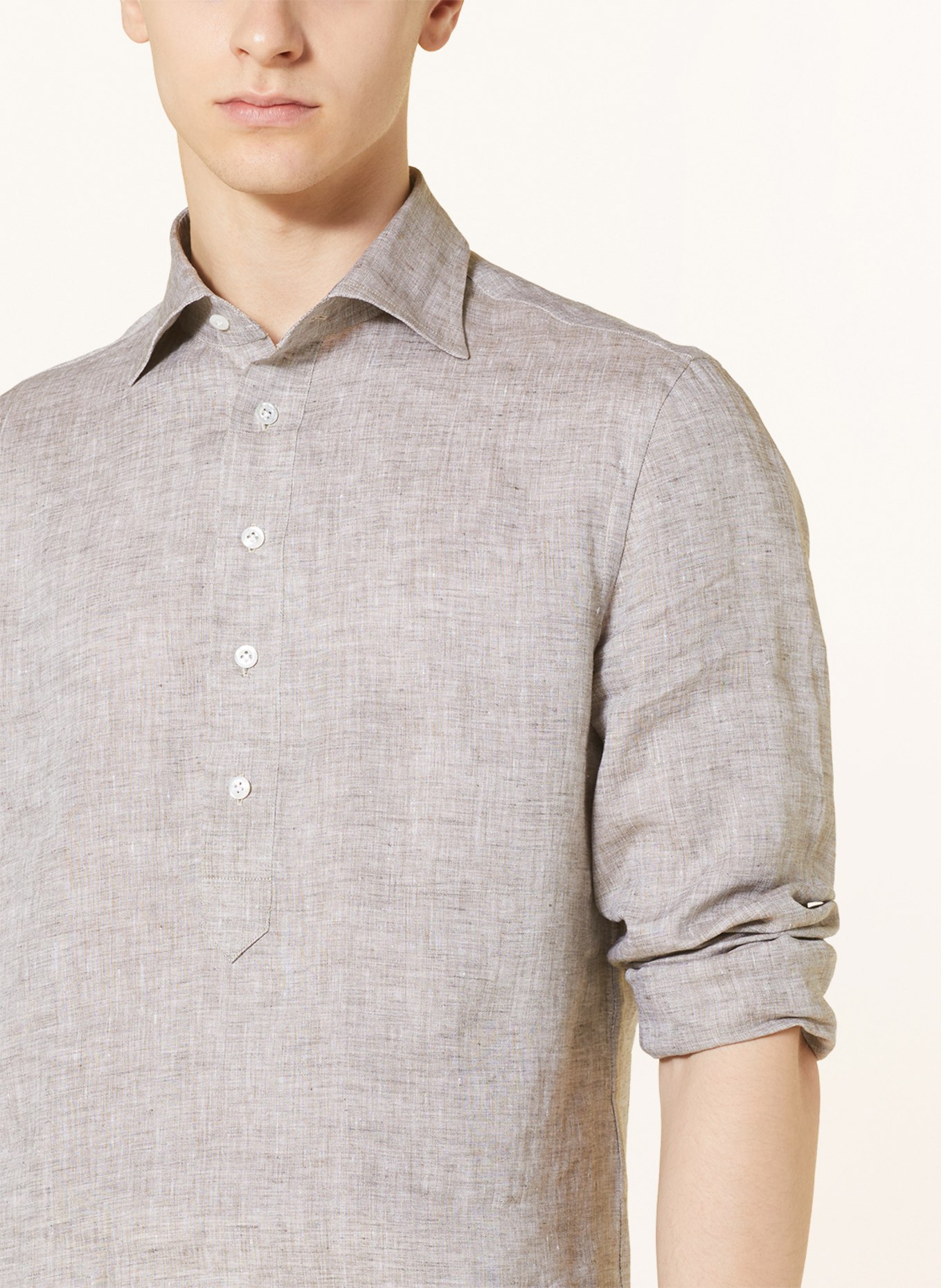 FIORONI Linen shirt comfort fit, Color: TAUPE (Image 4)