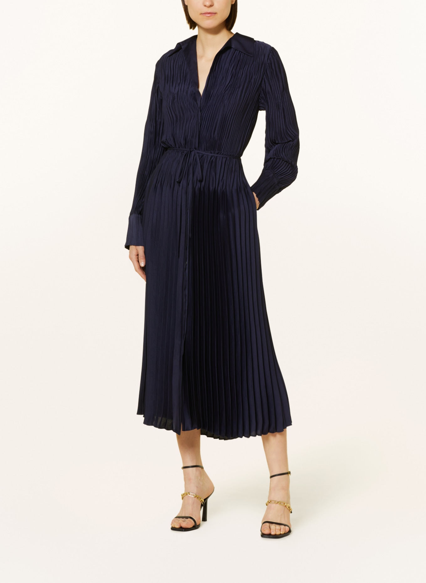 VINCE Pleated dress made of satin, Color: DARK BLUE (Image 2)