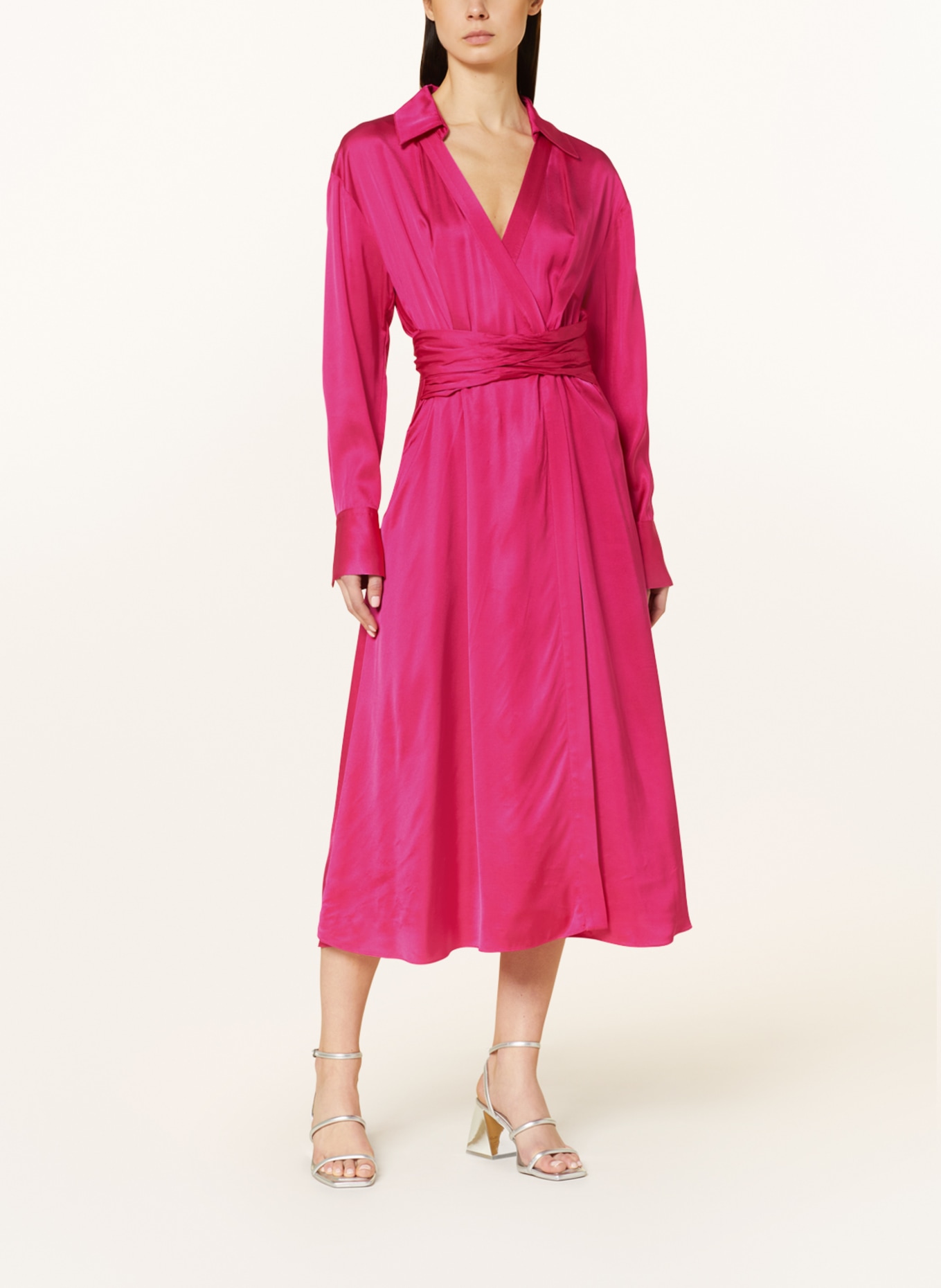 BOSS Wrap dress DAKNOTA made of satin, Color: PINK (Image 2)