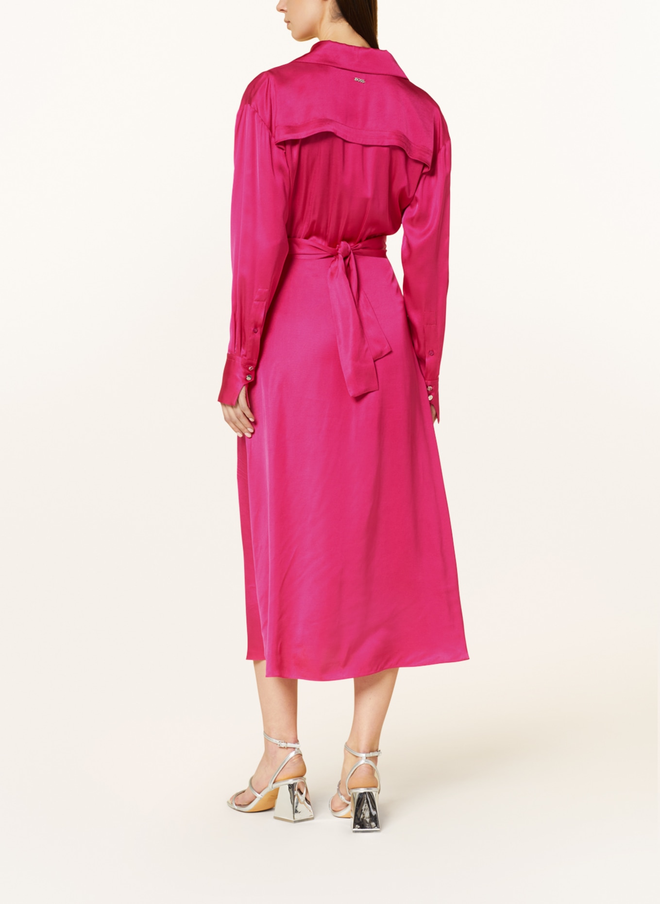 BOSS Wrap dress DAKNOTA made of satin, Color: PINK (Image 3)