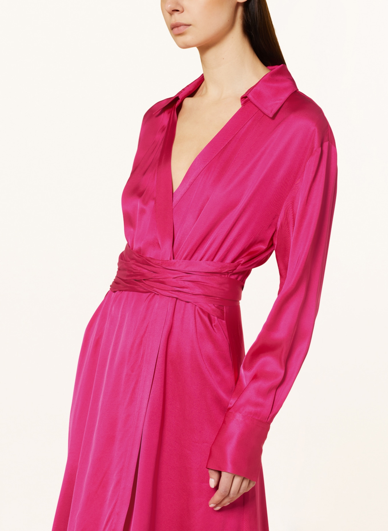 BOSS Wrap dress DAKNOTA made of satin, Color: PINK (Image 4)
