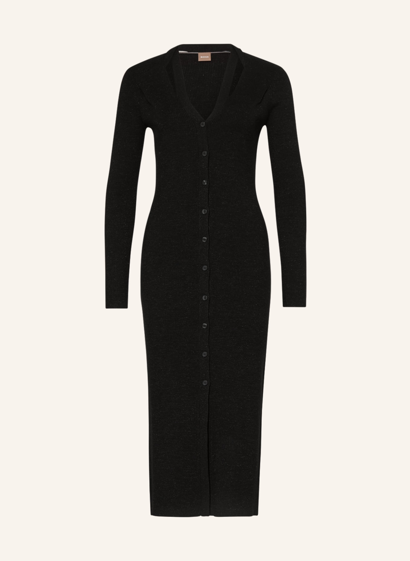 BOSS Knit dress FACENE with cut-outs and glitter thread, Color: BLACK (Image 1)