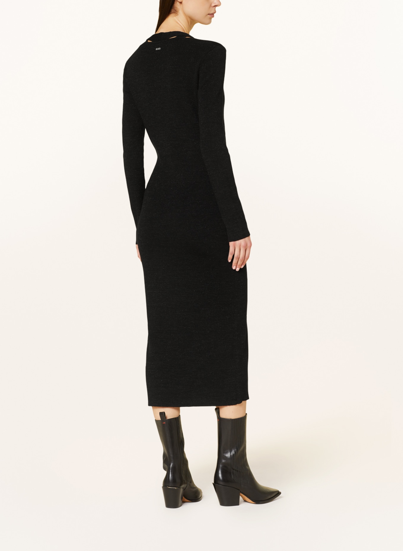 BOSS Knit dress FACENE with cut-outs and glitter thread, Color: BLACK (Image 3)