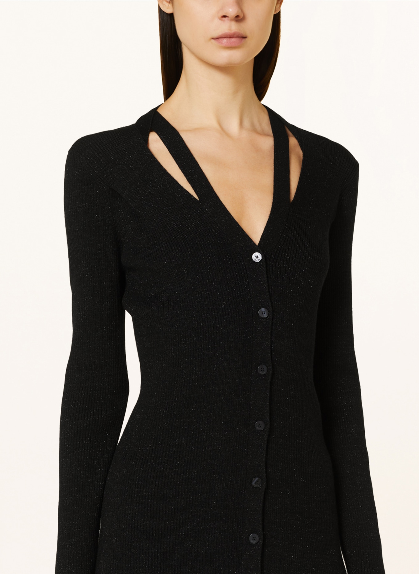BOSS Knit dress FACENE with cut-outs and glitter thread, Color: BLACK (Image 4)