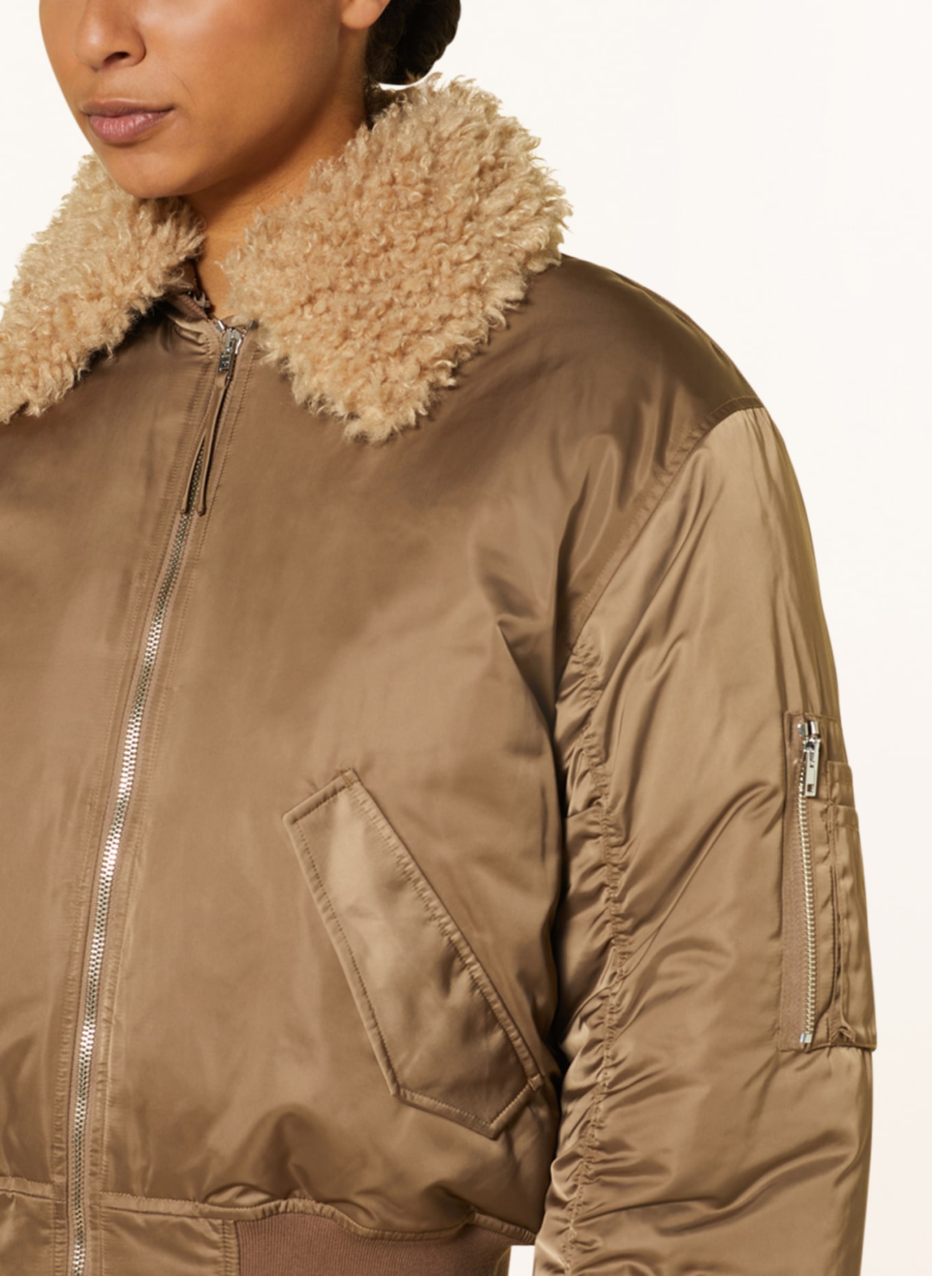 Filippa K Bomber jacket with faux fur, Color: BEIGE (Image 4)