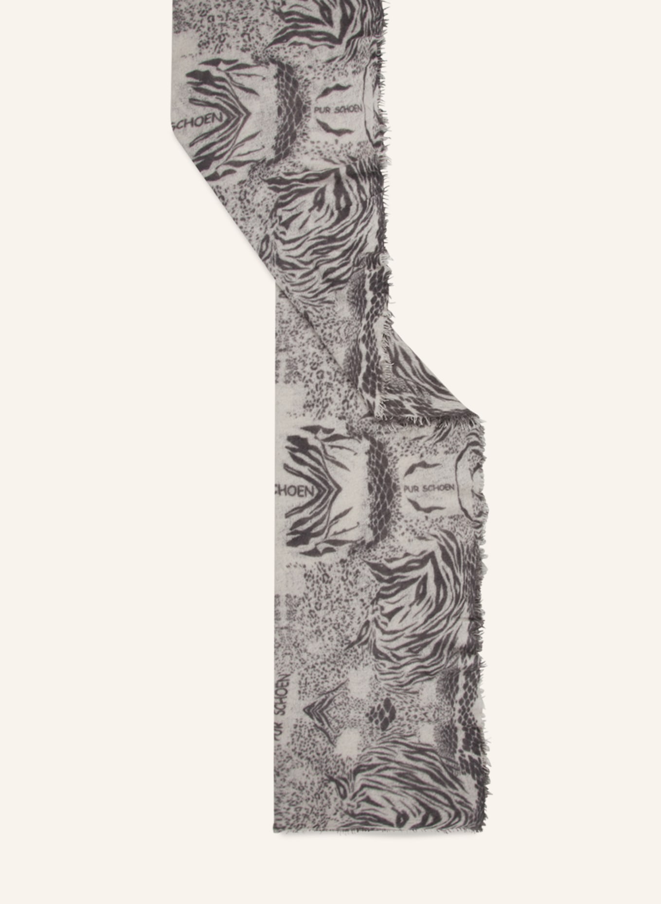 PURSCHOEN Cashmere-Schal CRAZY ANIMAL, Farbe: HELLGRAU/ DUNKELGRAU (Bild 2)
