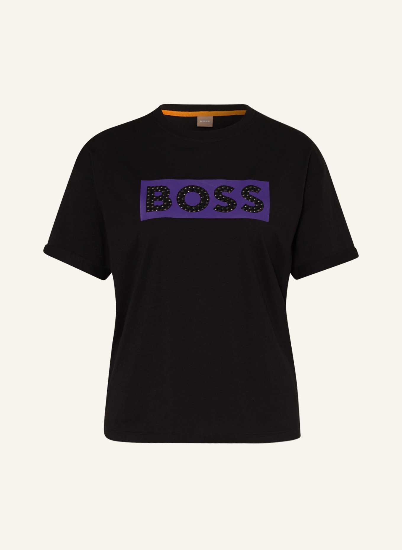 BOSS T-Shirt EVARSY mit Zierperlen, Farbe: SCHWARZ (Bild 1)