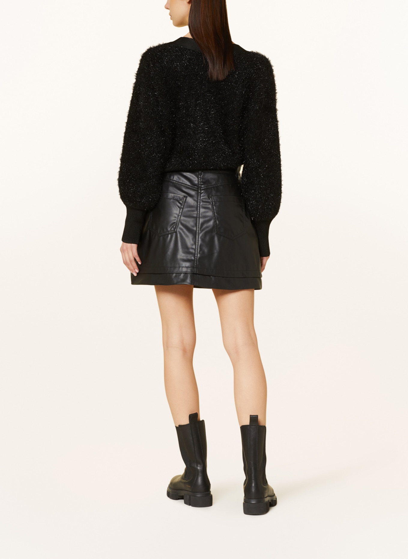 BOSS Skirt VITE in leather look, Color: BLACK (Image 3)