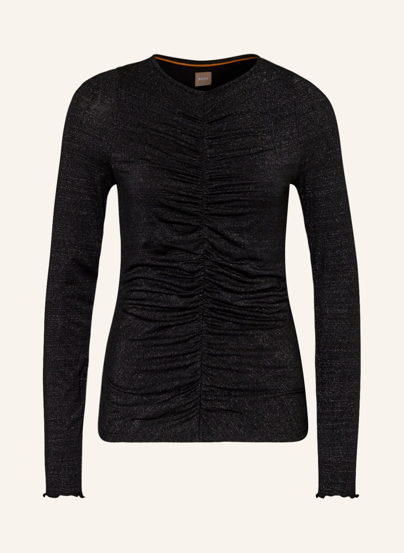 BOSS Long sleeve shirt EMEELA with glitter thread, Color: BLACK (Image 1)