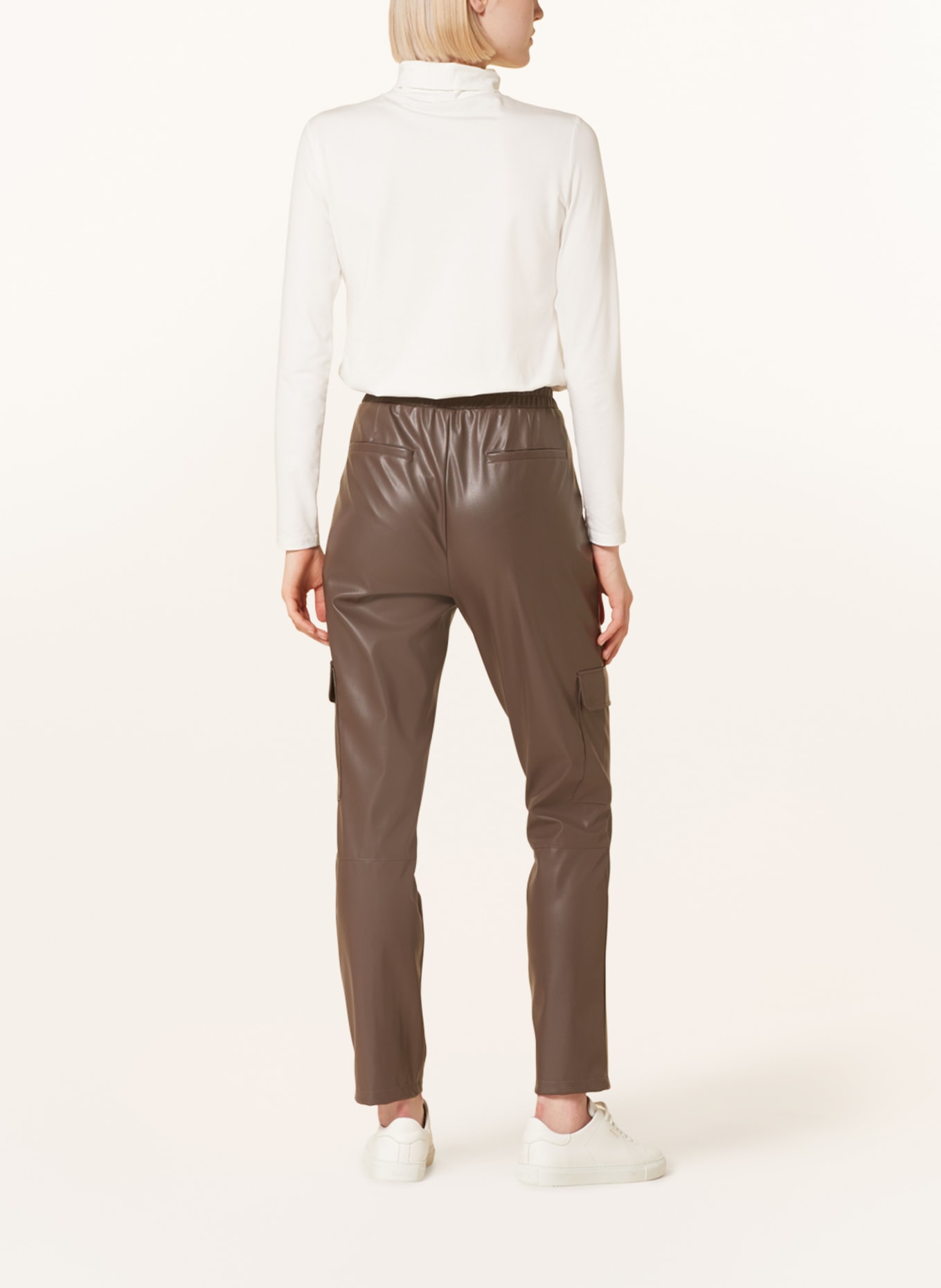 darling harbour Pants in jogger style in leather look, Color: BROWN (Image 3)