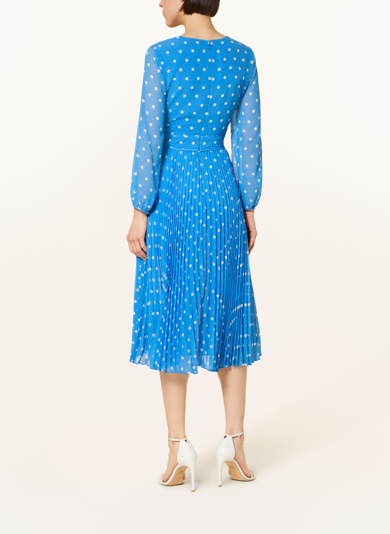 HOBBS Pleated dress SELENA in white light blue