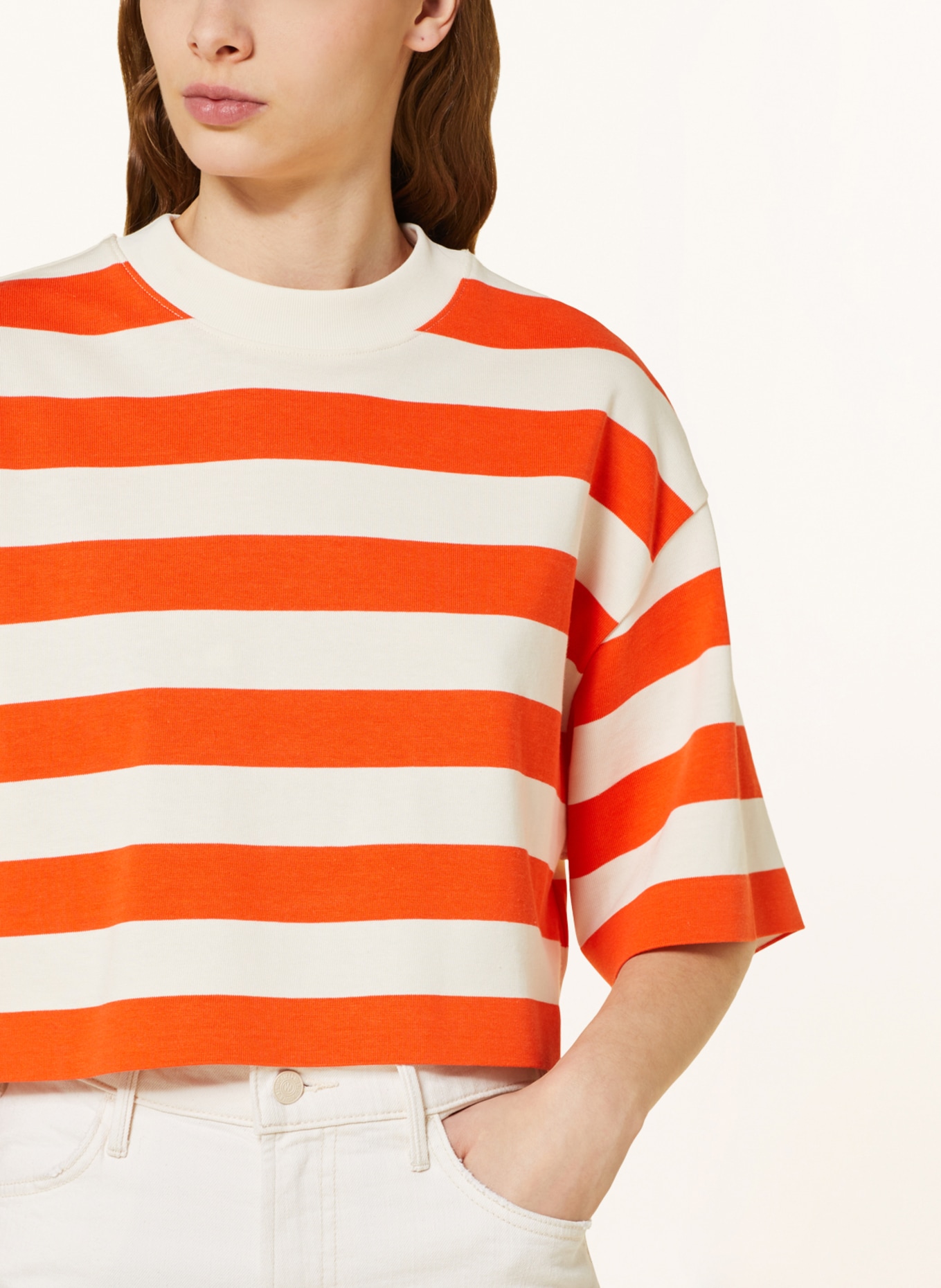COS Cropped-Shirt, Farbe: WEISS/ ORANGE (Bild 4)