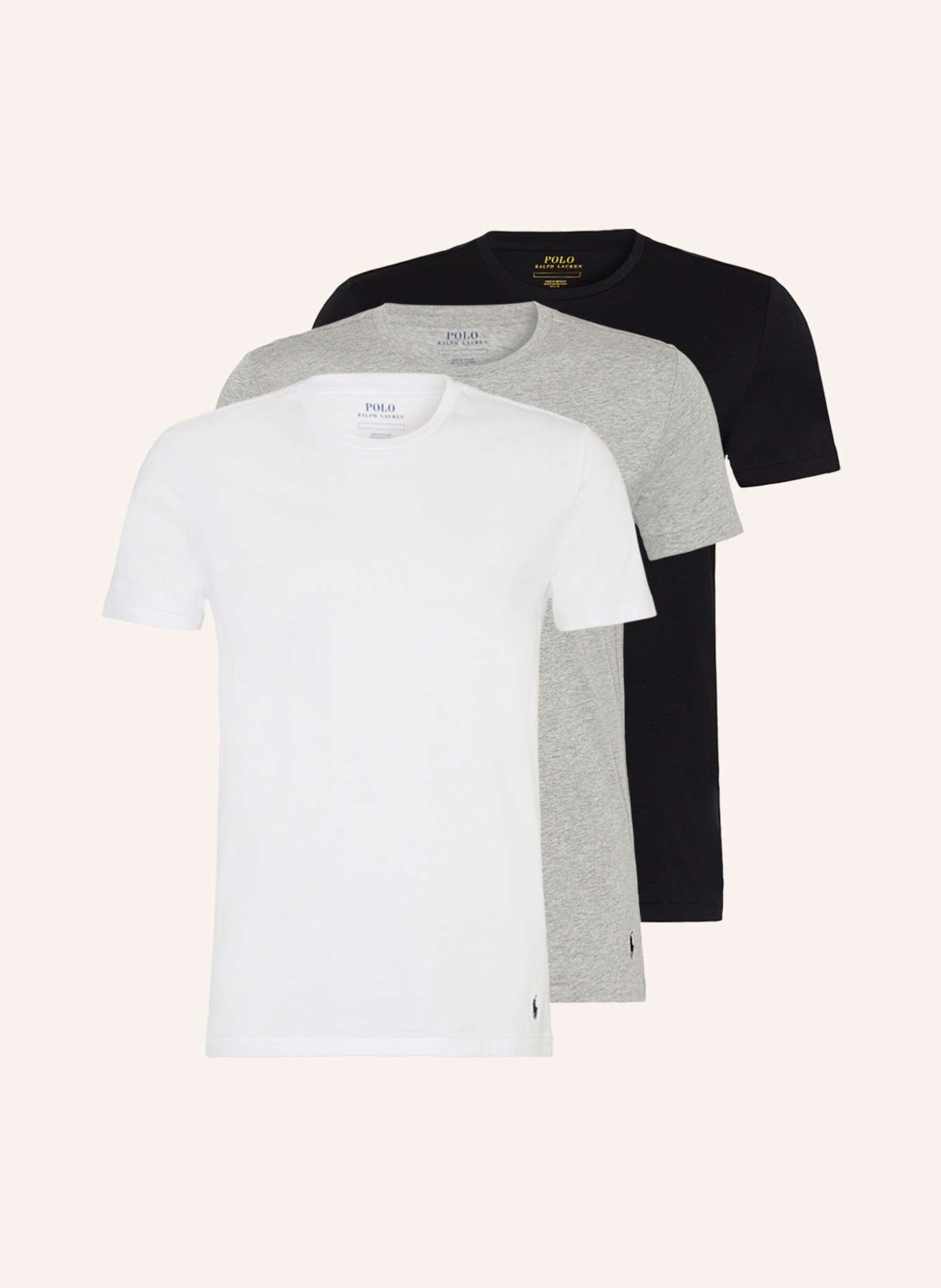 POLO RALPH LAUREN 3er-Pack T-Shirts: SCHWARZ / WEISS / GRAU