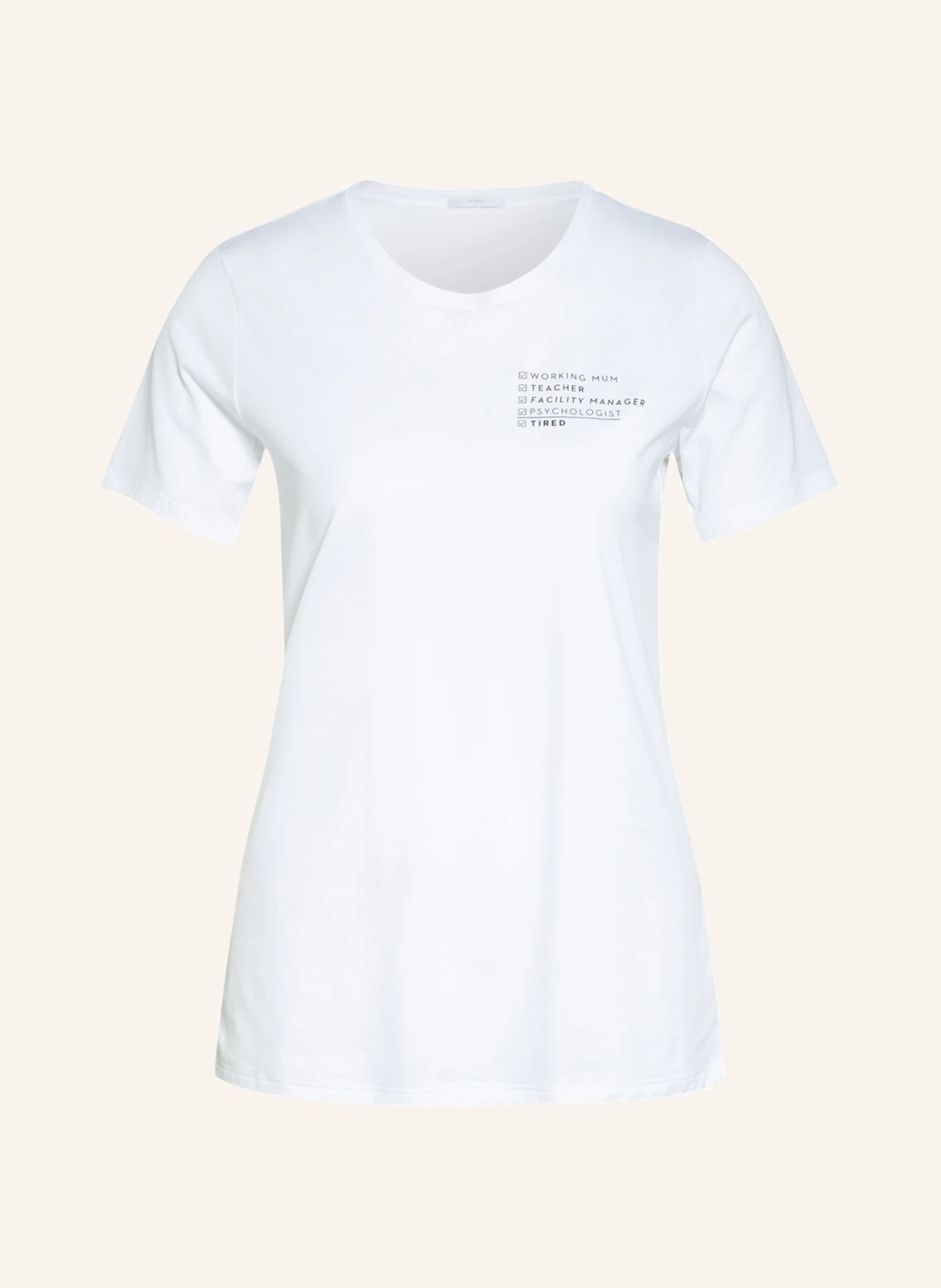 mey Lounge shirt series HOMESCHOOLING , Color: WHITE/ BLACK (Image 1)