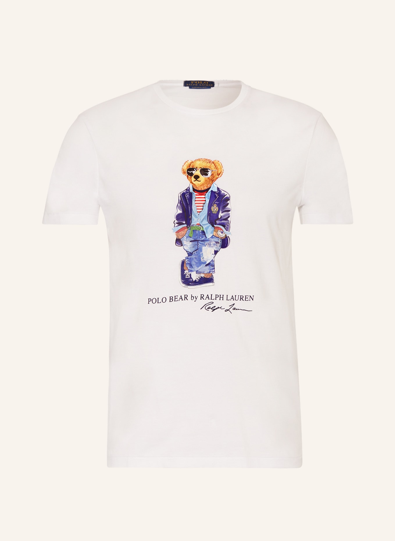 POLO RALPH LAUREN T-shirt , Color: WHITE/ LIGHT BROWN/ BLUE (Image 1)