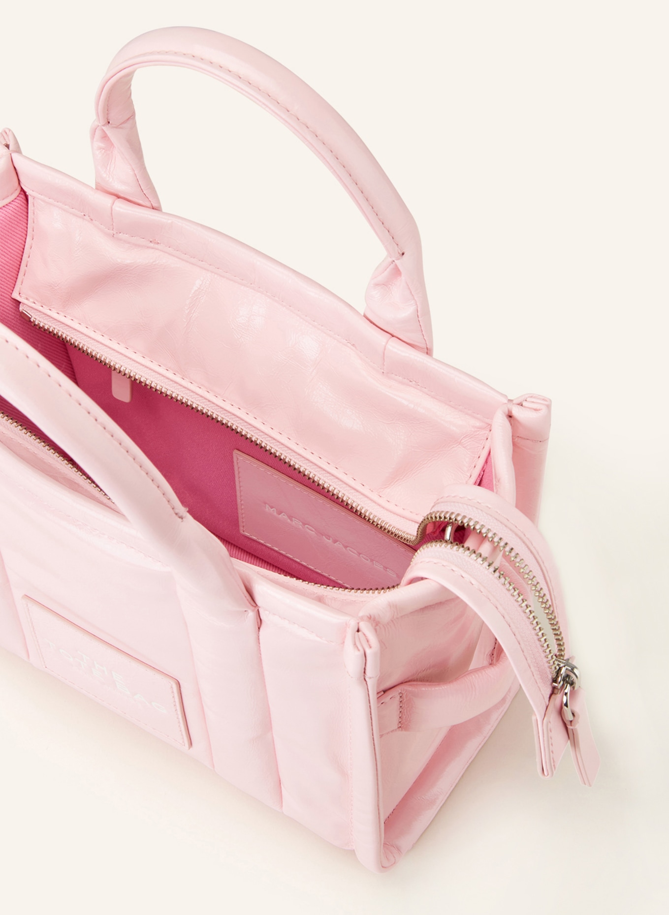 MARC JACOBS Shopper THE SMALL TOTE BAG LEATHER, Color: PINK (Image 3)