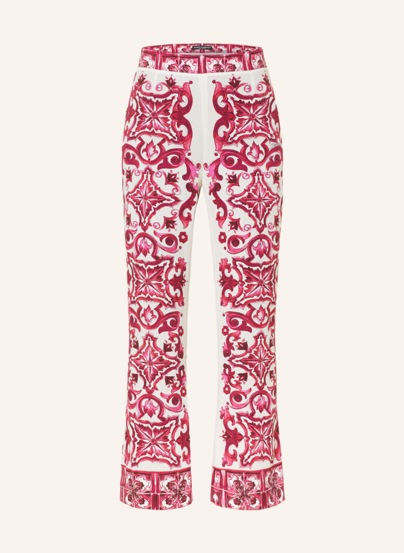 DOLCE & GABBANA 7/8 silk trousers, Color: WHITE/ FUCHSIA/ PINK (Image 1)
